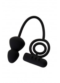 Чёрное эрекционное кольцо с вибростимулятором и анальным хвостом - Erotist Adult Toys - в Новошахтинске купить с доставкой