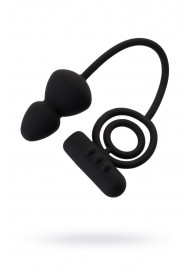 Чёрное эрекционное кольцо с вибростимулятором и анальным хвостом - Erotist Adult Toys - в Новошахтинске купить с доставкой