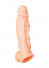 Телесная насадка на пенис с фиксацией мошонки - 18,5 см. - ToyFa - в Новошахтинске купить с доставкой