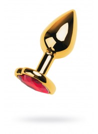 Золотистая анальная пробка с кристаллом-сердцем - 7,5 см. - ToyFa - купить с доставкой в Новошахтинске