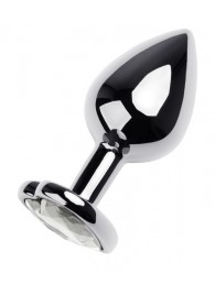 Серебристая анальная пробка с прозрачным кристаллом-сердцем - 8 см. - ToyFa - купить с доставкой в Новошахтинске