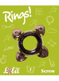 Чёрное эрекционное кольцо Rings Screw - Lola Games - в Новошахтинске купить с доставкой