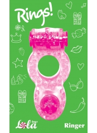 Розовое эрекционное кольцо с вибрацией Rings Ringer - Lola Games - в Новошахтинске купить с доставкой