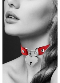 Красный чокер с замком в форме сердца - Bijoux Pour Toi - купить с доставкой в Новошахтинске
