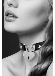 Черный чокер с замком в форме сердца - Bijoux Pour Toi - купить с доставкой в Новошахтинске