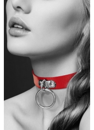Красный узенький чокер с кольцом - Bijoux Pour Toi - купить с доставкой в Новошахтинске