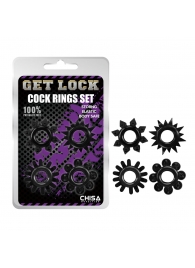 Набор из 4 черных эрекционных колец Get Lock - Chisa - в Новошахтинске купить с доставкой