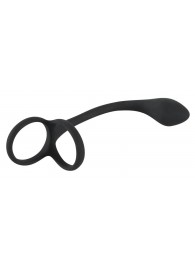 Эрекционное кольцо с утяжкой на мошонку и анальным плаг Black Velvets - Orion - в Новошахтинске купить с доставкой