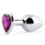 Серебристая анальная пробка с фиолетовым кристаллом-сердечком - 8 см. - Anal Jewelry Plug - купить с доставкой в Новошахтинске