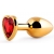 Золотистая анальная пробка с красным стразом-сердечком - 8 см. - Anal Jewelry Plug - купить с доставкой в Новошахтинске