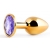 Золотистая анальная пробка с фиолетовым стразом - 7,2 см. - Anal Jewelry Plug - купить с доставкой в Новошахтинске