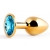 Золотистая анальная пробка с голубым стразом - 7,2 см. - Anal Jewelry Plug - купить с доставкой в Новошахтинске