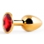 Золотистая анальная пробка с красным стразом - 7,2 см. - Anal Jewelry Plug - купить с доставкой в Новошахтинске