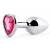 Серебристая анальная пробка с розовым кристаллом-сердечком - 7 см. - Anal Jewelry Plug - купить с доставкой в Новошахтинске