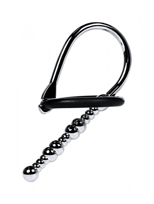 Серебристый уретральный плаг-бусины TOYFA Metal с мягким фиксириющим кольцом - ToyFa - купить с доставкой в Новошахтинске