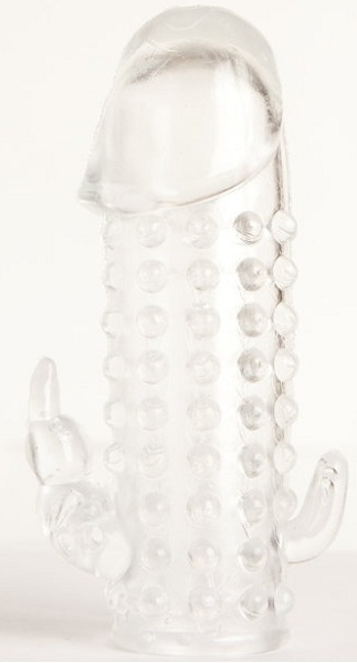 Гелевая прозрачная насадка с 2 отростками - 13 см. - Toyfa Basic - в Новошахтинске купить с доставкой