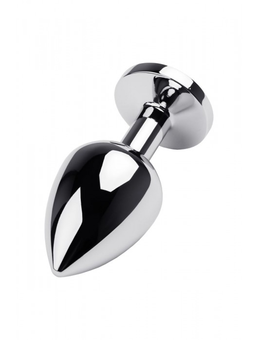 Серебристая коническая анальная пробка с красным кристаллом - 8 см. - ToyFa - купить с доставкой в Новошахтинске