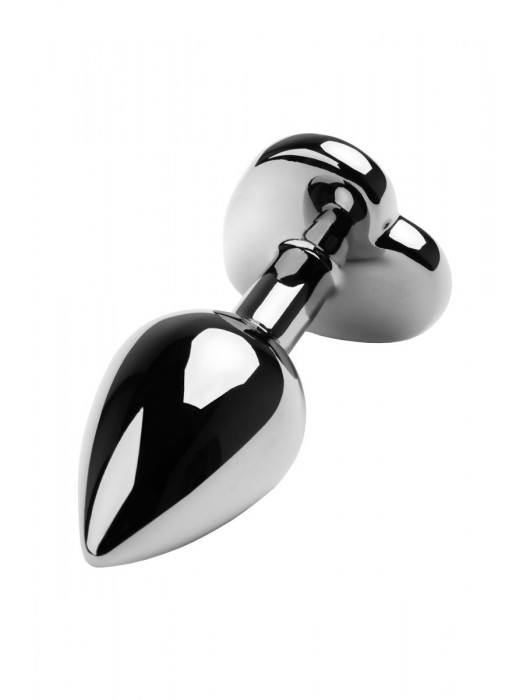 Серебристая коническая анальная пробка с красным кристаллом-сердечком - 7 см. - ToyFa - купить с доставкой в Новошахтинске