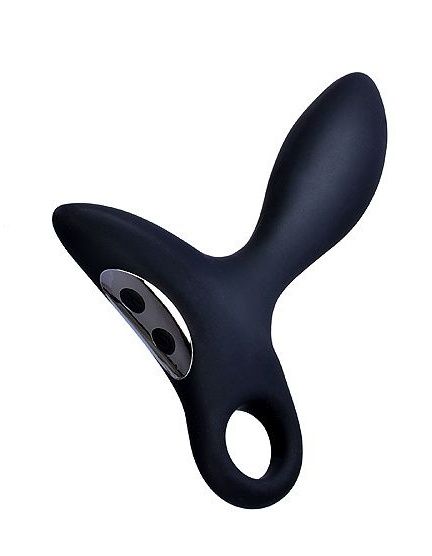Черный силиконовый анальный вибромассажер Erokey с колечком-ограничителем - Erokay - в Новошахтинске купить с доставкой
