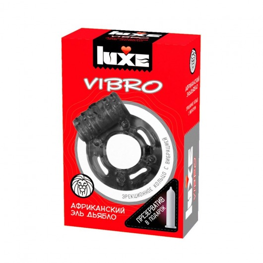 Чёрное эрекционное виброкольцо Luxe VIBRO  Африканский Эль Дьябло  + презерватив - Luxe - в Новошахтинске купить с доставкой