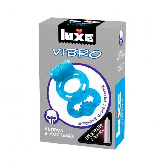 Голубое эрекционное виброкольцо Luxe VIBRO  Дьявол в доспехах  + презерватив - Luxe - в Новошахтинске купить с доставкой