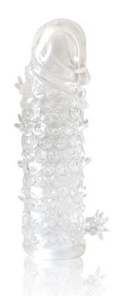 Закрытая прозрачная рельефная насадка Crystal sleeve - 13 см. - Erowoman-Eroman - в Новошахтинске купить с доставкой