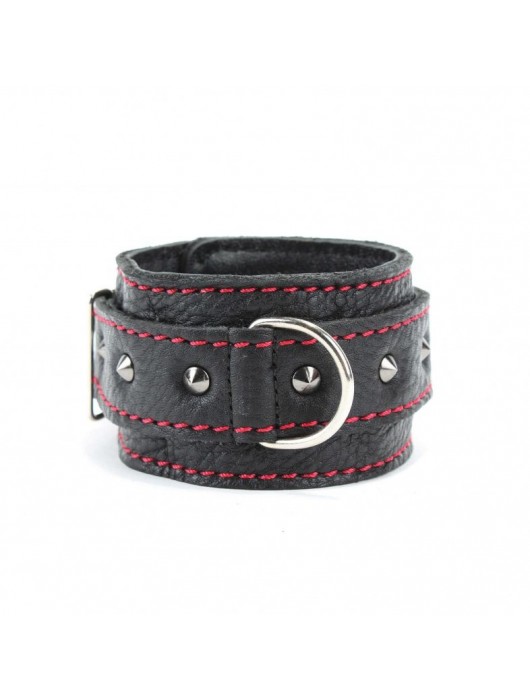 Черные оковы с шипами и контрастной строчкой - БДСМ Арсенал - купить с доставкой в Новошахтинске