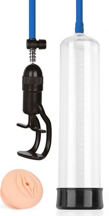 Прозрачная вакуумная помпа Sex Expert с насадкой-вагиной - Sex Expert - в Новошахтинске купить с доставкой