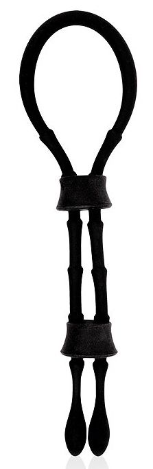 Черное силиконовое эрекционное кольцо-лассо с двумя утяжками - Sex Expert - в Новошахтинске купить с доставкой