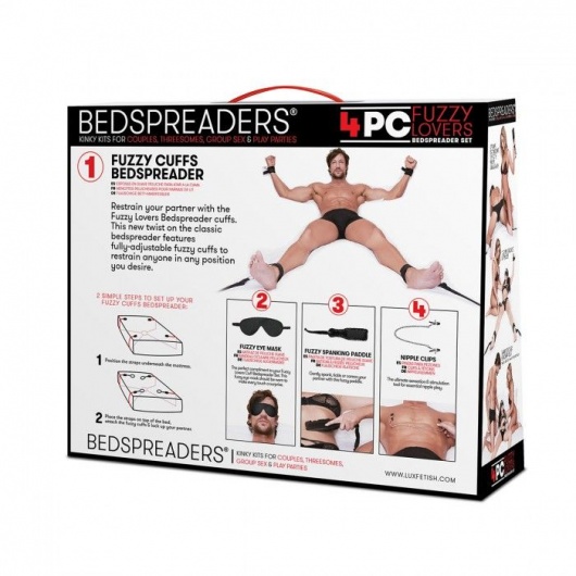 Черный набор БДСМ для фиксации на кровати - Lux Fetish - купить с доставкой в Новошахтинске