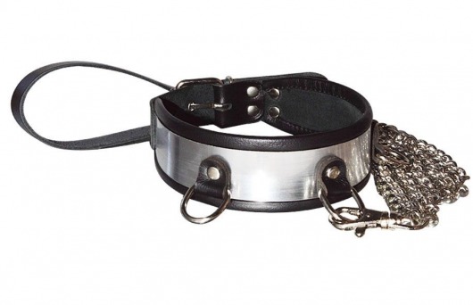 Стильный ошейник с металлическим блеском и поводком - Sitabella - купить с доставкой в Новошахтинске