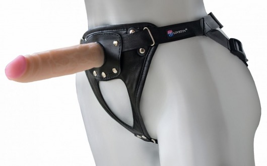 Черный пояс-трусики с насадкой  Soft-Принц  - 17 см. - LOVETOY (А-Полимер) - купить с доставкой в Новошахтинске