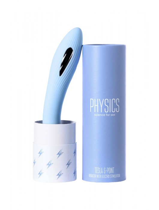 Голубой силиконовый вибратор с электростимуляцией TESLA G-POINT - 21 см. - ToyFa - купить с доставкой в Новошахтинске