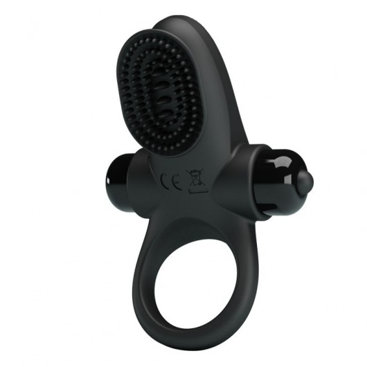 Черное эрекционное виброкольцо в клиторальной щеточкой Vibrant Penis Ring II - Baile - в Новошахтинске купить с доставкой
