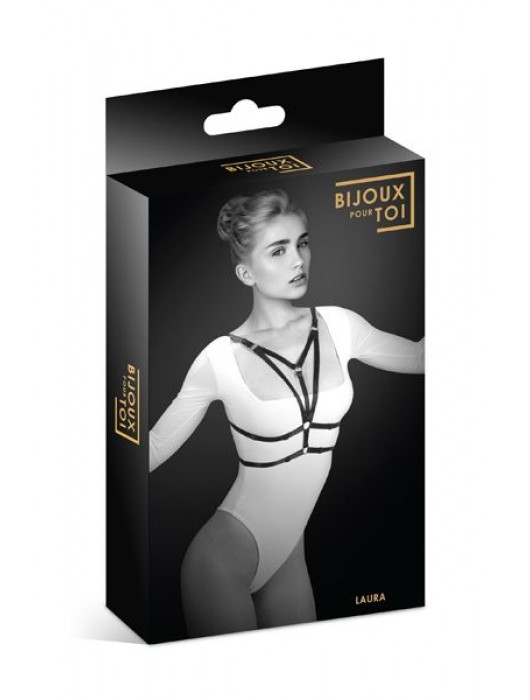 Черная упряжь на грудь Laura - Bijoux Pour Toi - купить с доставкой в Новошахтинске