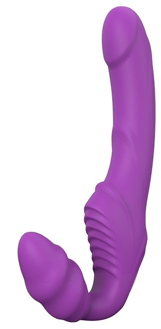 Фиолетовый безремневой вибрострапон DOUBLE DIPPER - Dream Toys - купить с доставкой в Новошахтинске