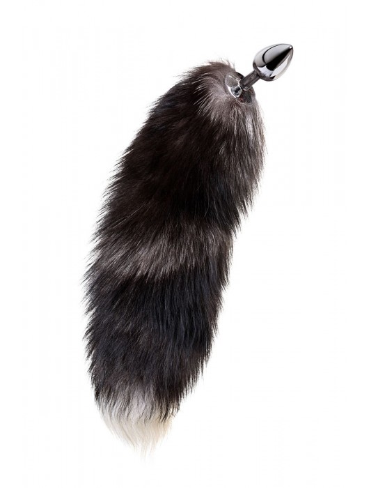Серебристая металлическая анальная втулка с хвостом чернобурой лисы - размер S - ToyFa - купить с доставкой в Новошахтинске