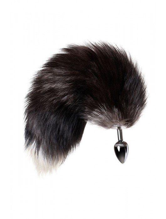 Серебристая металлическая анальная втулка с хвостом чернобурой лисы - размер S - ToyFa - купить с доставкой в Новошахтинске