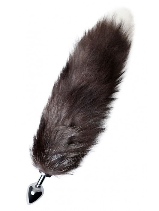 Серебристая металлическая анальная втулка с хвостом чернобурой лисы - размер S - ToyFa - купить с доставкой в Новошахтинске