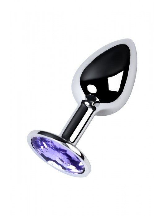 Серебристая конусовидная анальная пробка с фиолетовым кристаллом - 7 см. - ToyFa - купить с доставкой в Новошахтинске