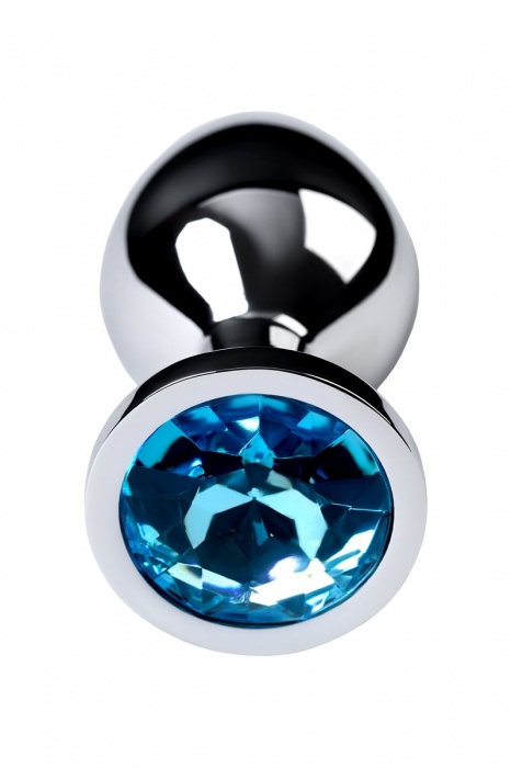 Серебристая конусовидная анальная пробка с голубым кристаллом - 8 см. - ToyFa - купить с доставкой в Новошахтинске