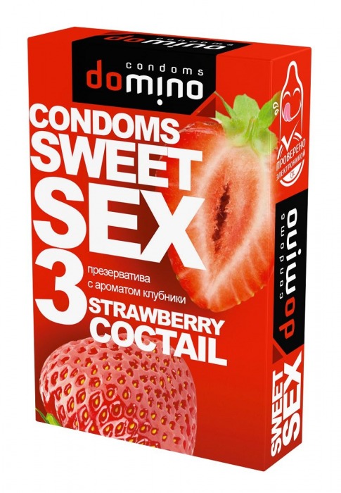 Презервативы для орального секса DOMINO Sweet Sex с ароматом клубничного коктейля  - 3 шт. - Domino - купить с доставкой в Новошахтинске