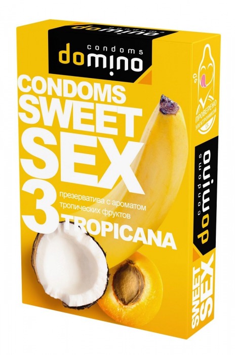 Презервативы для орального секса DOMINO Sweet Sex с ароматом тропических фруктов - 3 шт. - Domino - купить с доставкой в Новошахтинске