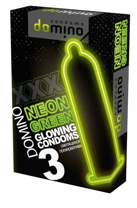 Презервативы DOMINO Neon Green со светящимся в темноте кончиком - 3 шт. - Domino - купить с доставкой в Новошахтинске