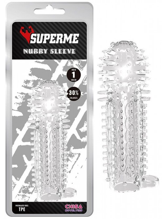 Закрытая прозрачная насадка на пенис с шипиками Nubby Sleeve - 14,5 см. - Chisa - в Новошахтинске купить с доставкой