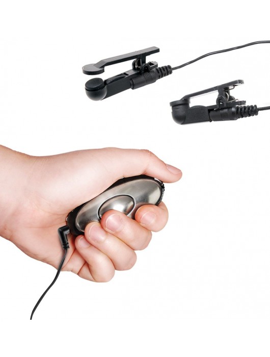 Черные электрические зажимы для сосков Shock Therapy Nipple Clamps - Pipedream - купить с доставкой в Новошахтинске