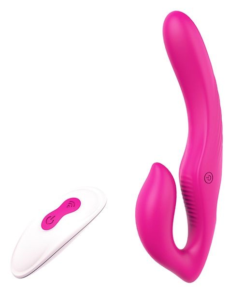 Ярко-розовый безремневой страпон REMOTE DOUBLE DIPPER - 22 см. - Dream Toys - купить с доставкой в Новошахтинске