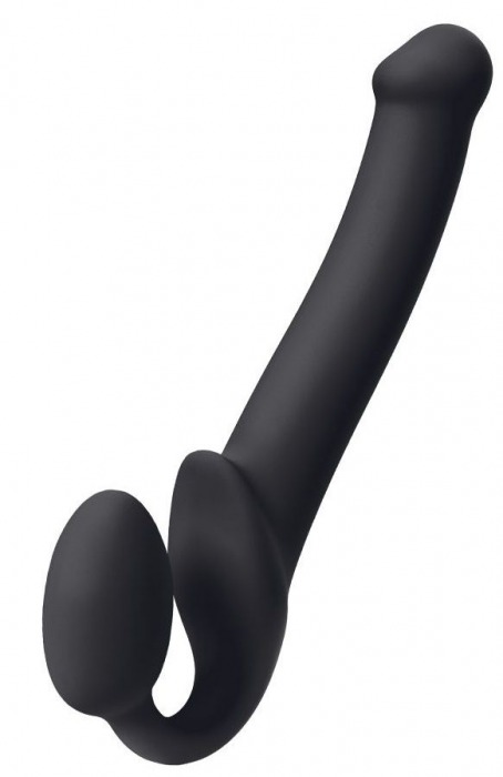 Черный безремневой страпон Silicone Bendable Strap-On M - Strap-on-me - купить с доставкой в Новошахтинске
