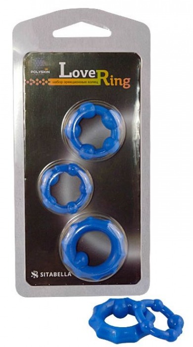 Набор из 3 синих рельефных эрекционных колец - Sitabella - в Новошахтинске купить с доставкой