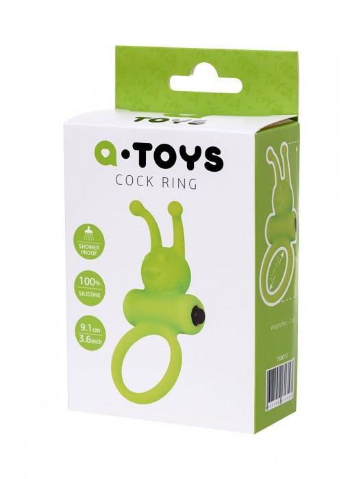 Зеленое эрекционное виброкольцо на пенис Cock Ring - A-toys - в Новошахтинске купить с доставкой